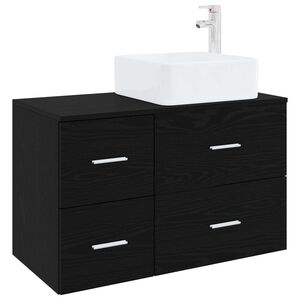 vidaXL Vannitoa m&ouml;&ouml;bleset 2 pcs Must tamm Tehispuit