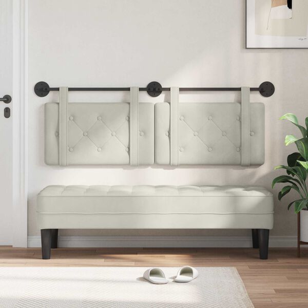 vidaXL Rippuv Peatoe Seinale kinnitatav cream 150 x 55 x 5 cm Samet