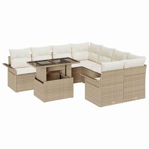 vidaXL Aia Diivanikomplekt padjaga 9 pcs Beež Pol&uuml; Rattan