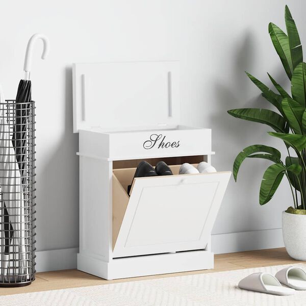 vidaXL kingakapp, valge, 50 x 28 x 58 cm, Paulownia puit