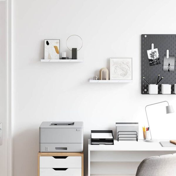 vidaXL Seinariiul riiuliga 2 pcs Valge Marmor 40 x 9 x 3 cm Tehispuit