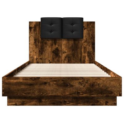 vidaXL voodiraam peatsiga, suitsutatud tamm, 75x190 cm, tehispuit