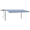vidaXL automaatne varikatus, tuuleandur, LED, 5x3,5 m sinine, valge