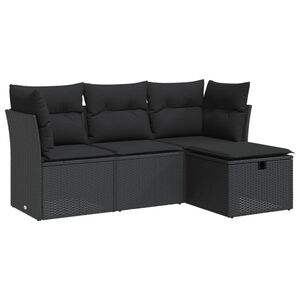 vidaXL 4-osaline aiadiivani komplekt patjadega, must, pol&uuml;rotang