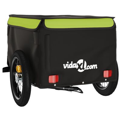 vidaXL jalgratta haagis, must ja roheline, 30 kg, raud