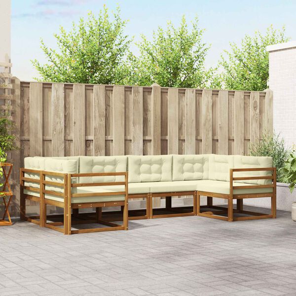 vidaXL V&auml;li diivanikomplekt padjaga 6 pcs Looduslik ja kreem