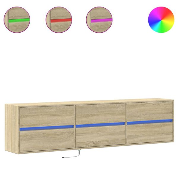 vidaXL teleri seinakapp LED-tuledega, Sonoma tamm, 180x31x45 cm