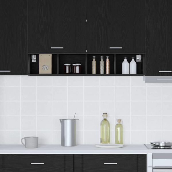 vidaXL Seinakapp ladustamisega Must tamm 20 x 29,5 x 100 cm Tehispuit