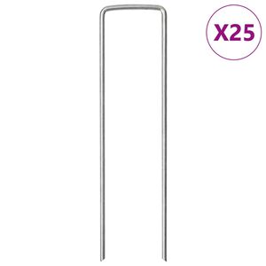 vidaXL U-kujulised maavaiad 25 tk, 15 x 3,5 cm, tsingitud teras