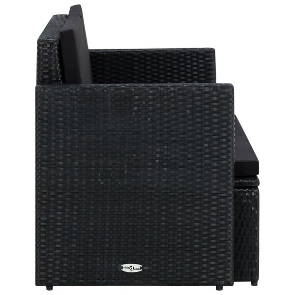 vidaXL 2-kohaline aiadiivan patjadega, must, pol&uuml;rotang