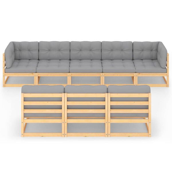 vidaXL 8-osaline aiam&ouml;&ouml;bli komplekt patjadega, m&auml;nnipuit