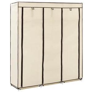 vidaXL sektsioonide ja torudega kapp, kreemjas, 150x45x175 cm, kangast