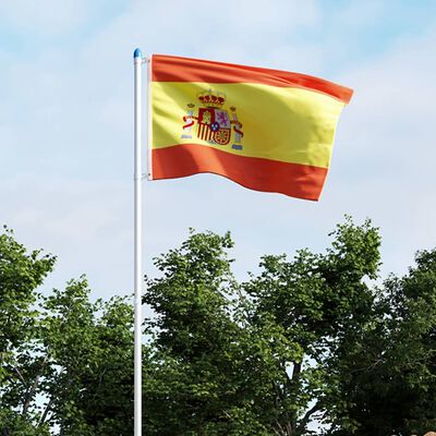 vidaXL Hispaania lipp ja lipumast, alumiinium, 6 m