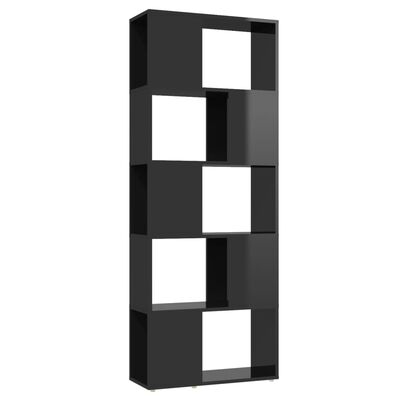 vidaXL raamaturiiul/ruumijagaja, kõrgläikega must, 60 x 24 x 155 cm