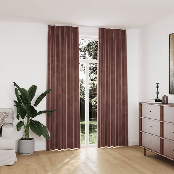 vidaXL pimendavad kardinad 2 tk konksud, samet, vanaroosa, 140x245 cm