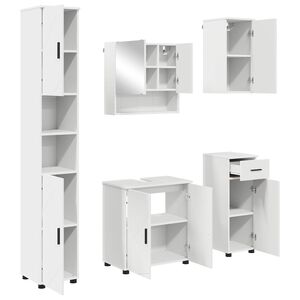 vidaXL Vannitoa m&ouml;&ouml;bleset sahtliga 5 pcs Valge Tehispuit & Metall