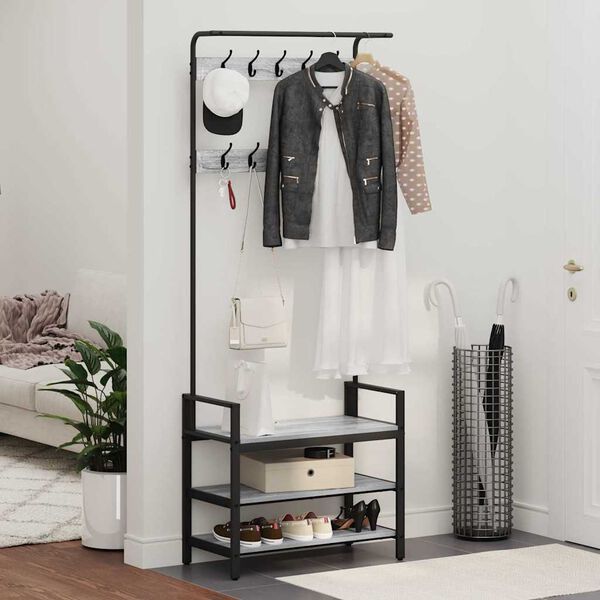 vidaXL Riidepuu riiuliga Hall Sonoma 75 x 34 x 184 cm Tehispuit