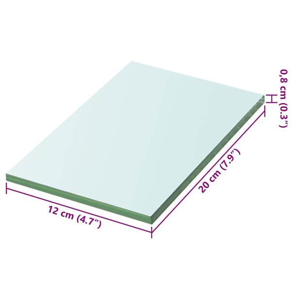 vidaXL riiulid, 2 klaasist paneeli, l&auml;bipaistvad, 20 x 12 cm