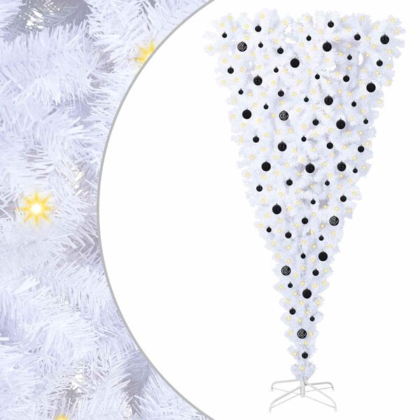 vidaXL Tehisj&otilde;ulupuu koos 300 LED-iga Valge 240 cm PVC ja teras