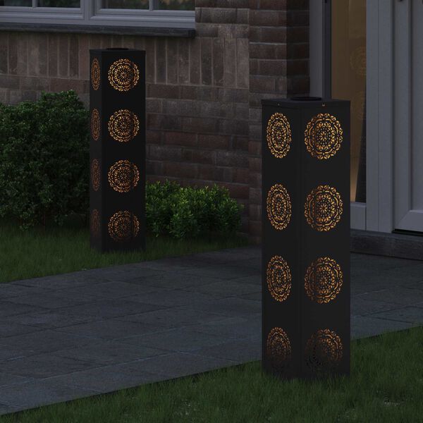 vidaXL P&auml;ikese LED k&auml;igutee tuli 2 pcs Must K&uuml;lmvaltsitud teras