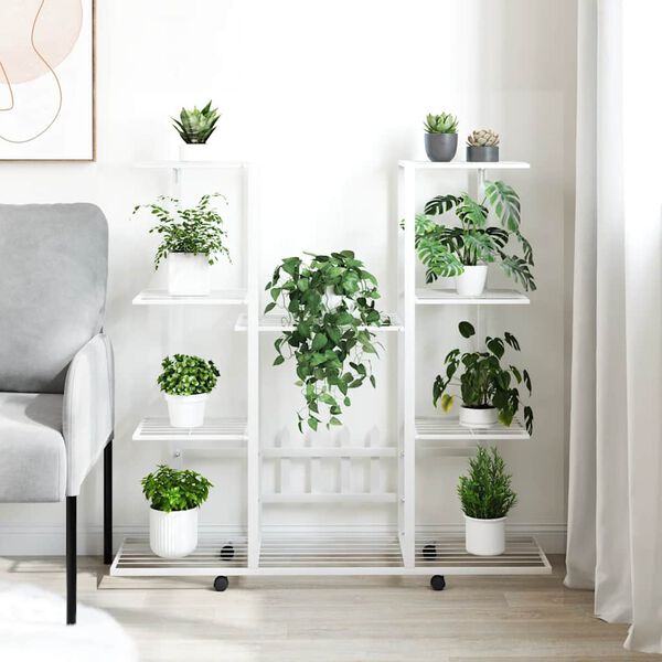 vidaXL lillealus ratastel, 94,5x24,5x91,5 cm, valge, raud