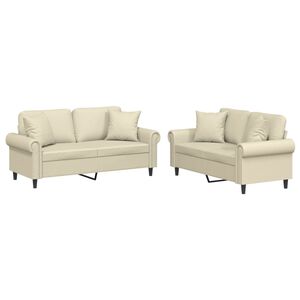 vidaXL 2-osaline diivanikomplekt patjadega, kreemjas, kunstnahk