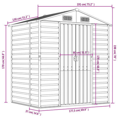 vidaXL aiakuur, helepruun, 191x130x198 cm, tsingitud teras