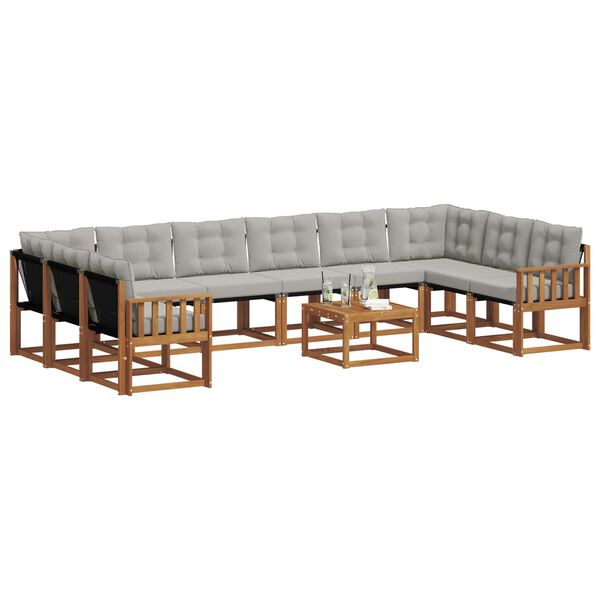 vidaXL V&auml;li diivanikomplekt padjaga 11 pcs Looduslik ja Hele Hall