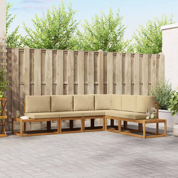 vidaXL V&auml;li diivanikomplekt padjaga 6 T&uuml;kk Looduslik ja beež