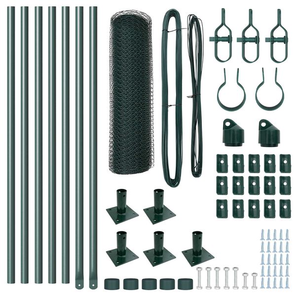 vidaXL Aiapost Roheline 10 x 0,5 m (25 mm võrku) Terased ja PVC