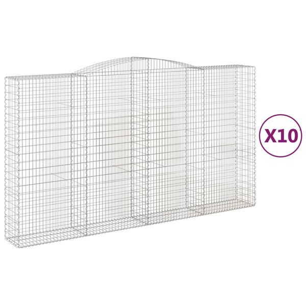 vidaXL kaarekujulised gabioonkorvid 10 tk, 400x50x220/240 cm, raud
