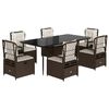 vidaXL 7-osaline aia söögimööbli komplekt patjadega, pruun, polürotang