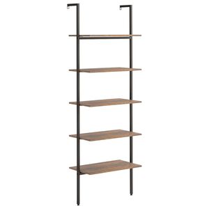 vidaXL 5 riiuliga redelriiul, tumepruun ja must, 64x35x185 cm