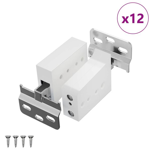 vidaXL Kapikinnitust 12 pcs Valge 70 x 48 x 19 mm Raud ja Plastik