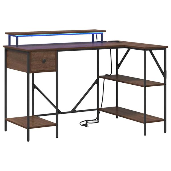 vidaXL Laud LED -ribatuledega Pruun tamme 120 x 79 x 86,5 cm Tehispuit