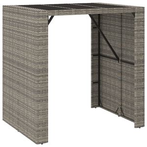 vidaXL baarilaud klaasplaadiga, hall, 105 x 80 x 110 cm, pol&uuml;rotang