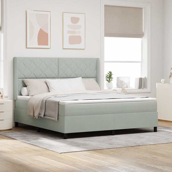 vidaXL Karbi vedrumadrats madratsiga peaga Helehall 180 x 200 cm Samet