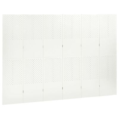 vidaXL 6 paneeliga ruumijagaja, valge, 240 x 180 cm, teras
