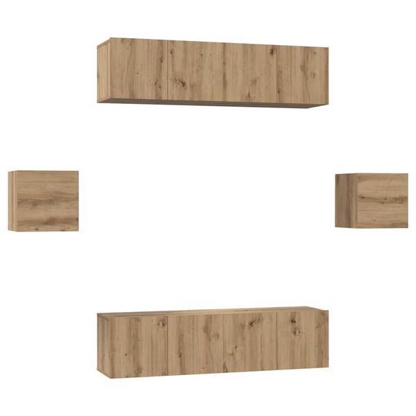 vidaXL Telerikapi komplekt 6 pcs K&auml;sit&ouml;&ouml;puu Tehispuit