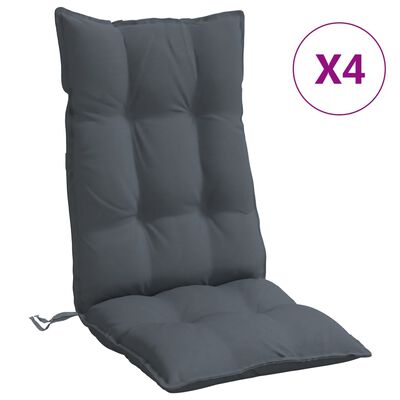 vidaXL kõrge seljatoega toolipadjad 4 tk, antratsiithall, kangas