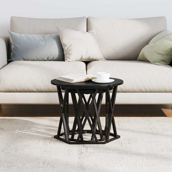 vidaXL Külglaud 2 pcs Must tamm Töödeldud puit ja teras