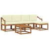 vidaXL V&auml;li diivanikomplekt 6 pcs Looduslik ja kreem Tugev akatsiapuu