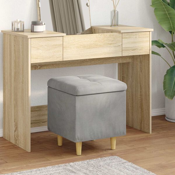 vidaXL Panipaigaga ottoman padjaga Helehall 40 x 40 x 45 cm Samet