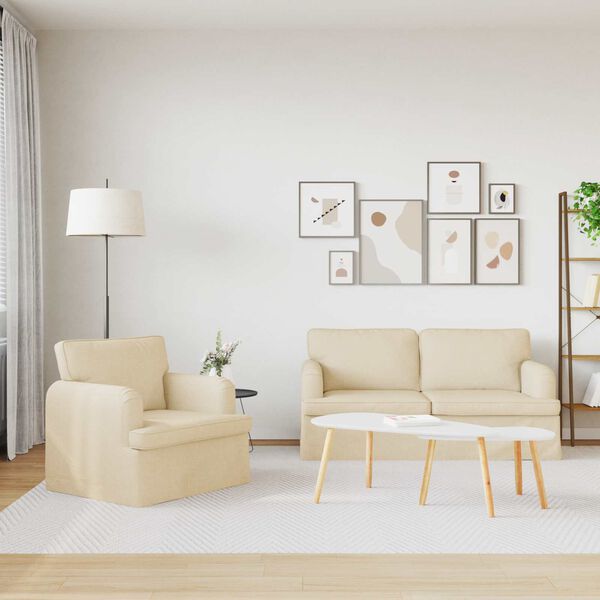 vidaXL Diivan 2 pcs cream 162 x 80 x 85 cm kangas