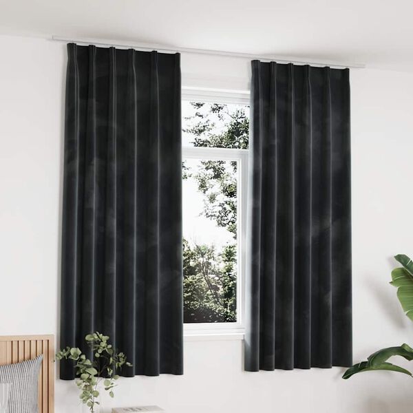 vidaXL pimendavad kardinad 2 tk konksud, samet, antratsiit, 140x175 cm