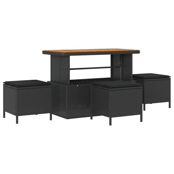 vidaXL Aia Diivanikomplekt padjaga 9 pcs Must pol&uuml;rotang