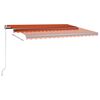 vidaXL automaatne varikatus, LED, tuuleandur, 400x350 cm, oranž/pruun