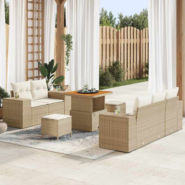 vidaXL Aia Diivanikomplekt padjaga 8 pcs Beez ja koor Pol&uuml; Rattan
