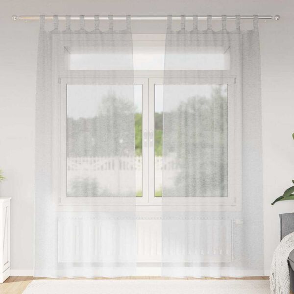vidaXL Voile Kardin kardinatega 2 pcs Helehall 245 x 140 cm Polüester