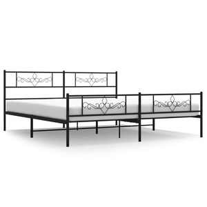 vidaXL metallist voodiraam peatsi ja jalutsiga, must, 200x200 cm